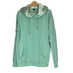 Kin Apparel Satin Lined Thick Hoodie Unisex XL Mint Green Pullover Warm Cozy